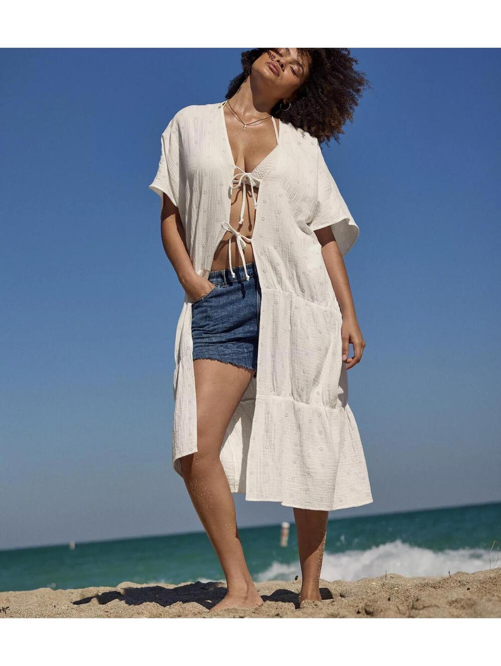 AE Aerie Tiered Ruffle Maxi Cape American Eagle NWT Soft Muslin Size XS/S